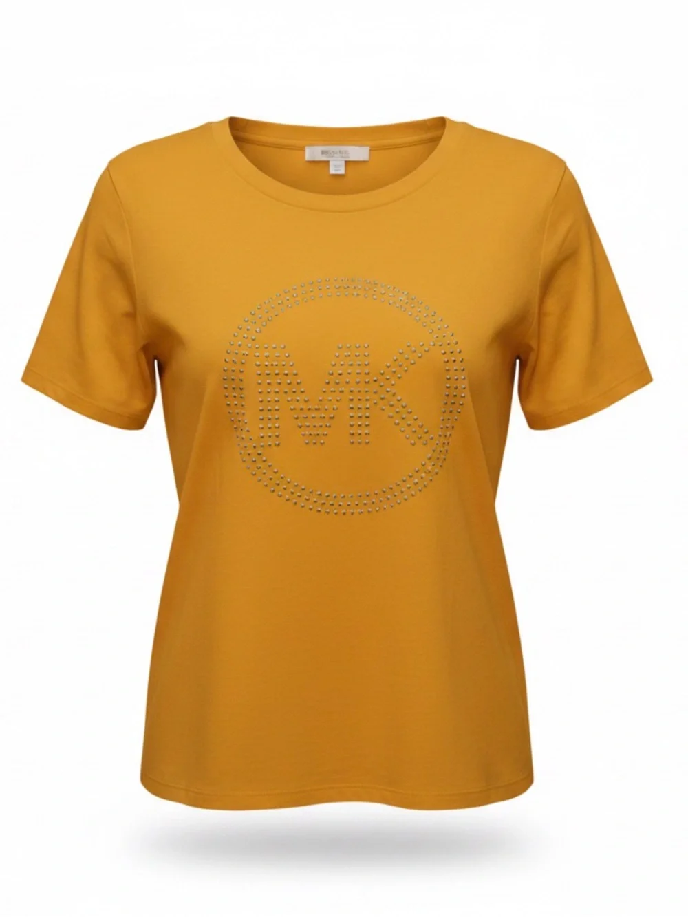 Michael Kors mustard Yellow Short-Sleeve Studded MK Logo Tee